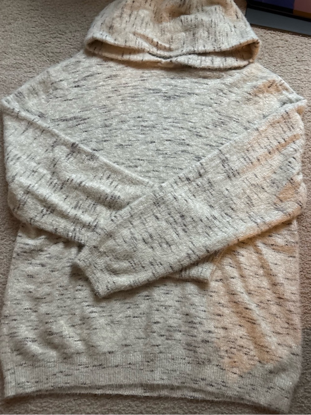 Marine Layer Cream Speckle Knit Hooded Sweater